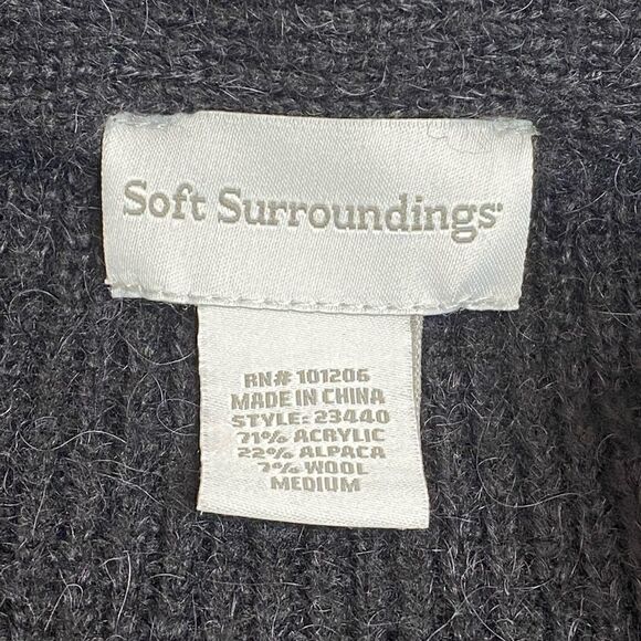 Soft Surroundings black alpaca blend rosette cardigan sweater size M - Picture 12 of 16